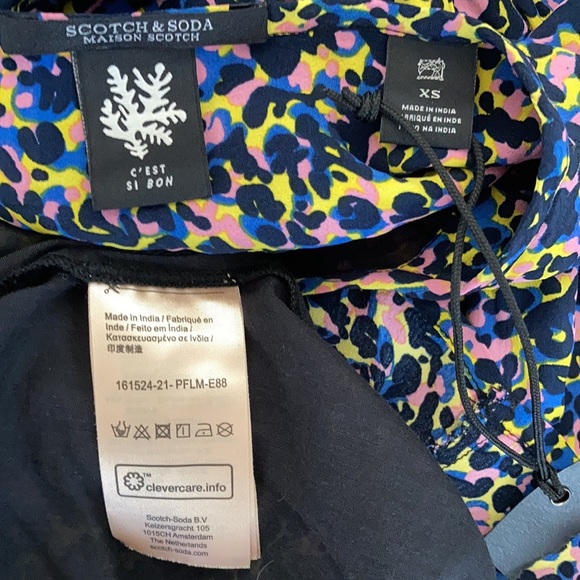 Scotch and soda multicolor print lined ruffled long sleeve short dress Sa XS NWT - Picture 9 of 11